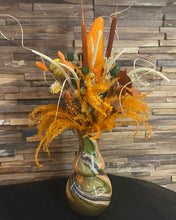 Afbeelding in Gallery-weergave laden, Fidrio vaas met groen/geel/oranje droogbloemen