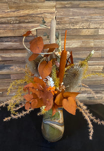 Fidrio vaas met oranje droogbloemen