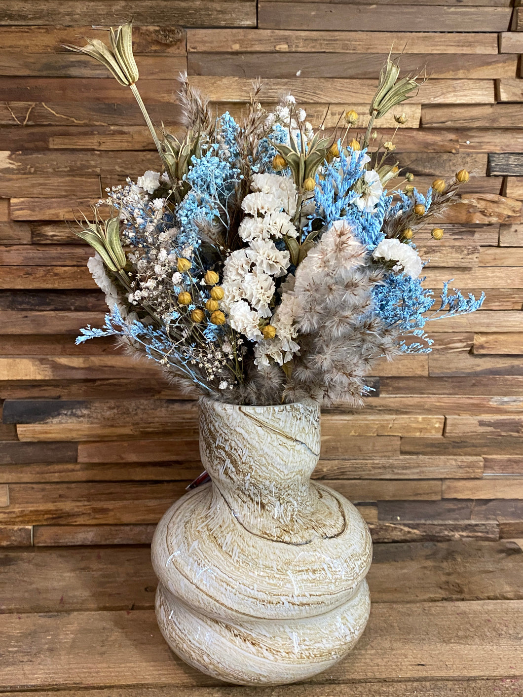 Fidrio vaas beige-lichtblauw