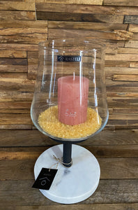 Rasteli glas met marmeren voet + kaars (S)