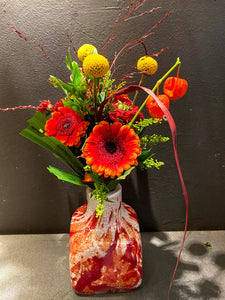 VIERKANT HERFSTVAAS FIDRI MET BLOEMEN