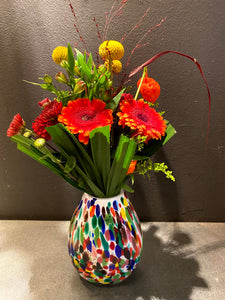 Fidrio spikkelvaas met bloemen