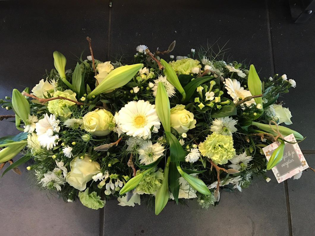Rouwwerk - Langwerpig wit met groen